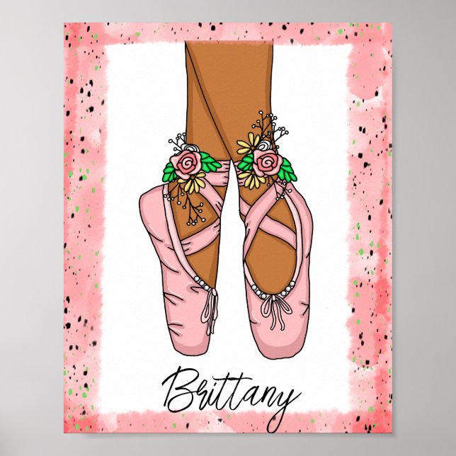 Personalised Girl’s Wall Art Ballet Slippers (Front)