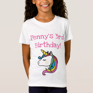 personalised girl unicorn birthday shirt third