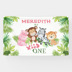 Personalised Girl Wild One 1st First Birthday Banner