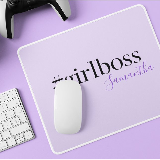 Personalised #GirlBoss Modern Purple Name Mouse Mat (Creator Uploaded)