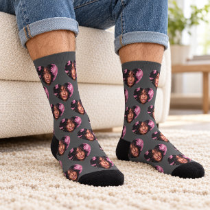 Personalised Girlfriend Heart Face Socks