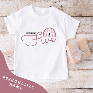 Personalised Girls 5th Birthday Tshirt (Pink)
