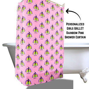 Personalised Girls BALLET Rainbow Pastel Shower Curtain