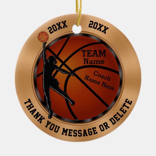Personalised Girls Basketball Coach Gift, Ornament (Front)