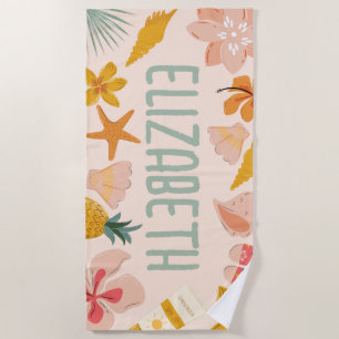 Personalised Girls Beach Trendy Sticker Beach Towel