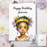 Personalised Girl's Birthday  Card<br><div class="desc">Pretty little girl of colour Princess personalised Birthday card. Inside page is a colouring page. Add child's name in personalise area.</div>