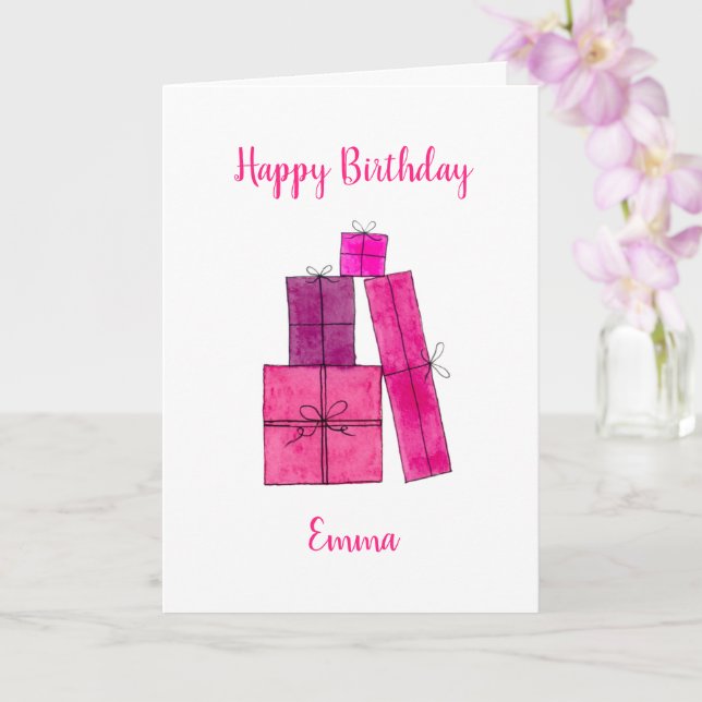 Personalised girl's birthday card (Orchid)