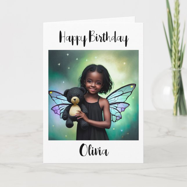Personalised Girl's Birthday Colour Page Card (Front)
