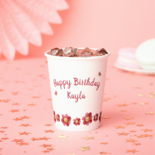 Personalised Girl's Birthday Paper Cups
