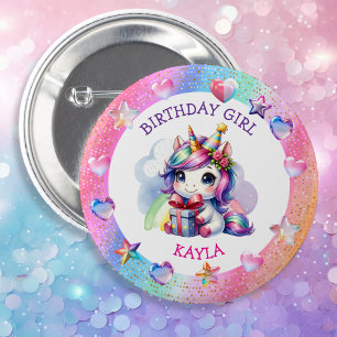 Personalised Girl's Birthday Unicorn 6 Cm Round Badge