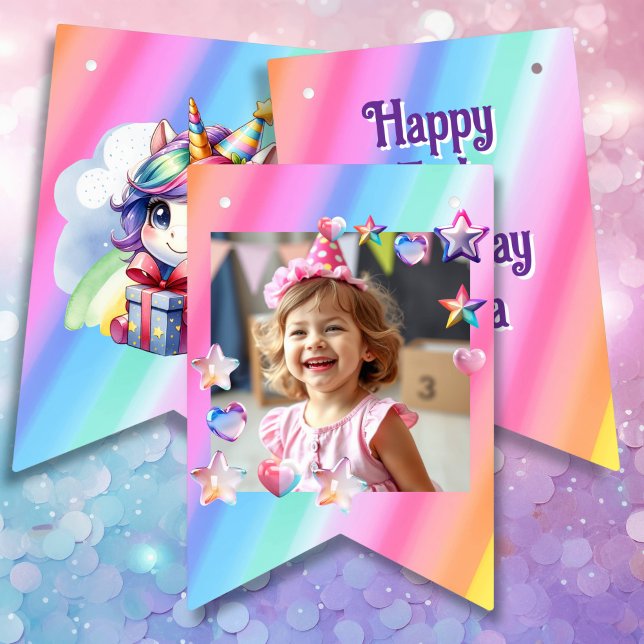 Personalised Girl's Birthday Unicorn Bunting (Creator Uploaded)