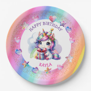 Personalised Girl's Birthday Unicorn Paper Plate