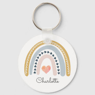 Personalised Girl's Boho Rainbow   Key Ring