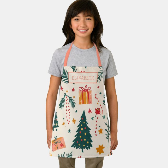 Personalised Girls Christmas Baking  Apron (Insitu)