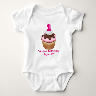 Personalised Girl's Cupcake Birthday Baby Bodysuit