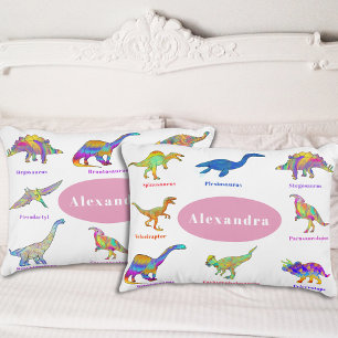 Personalised Girls Dinosaur Decorative Cushion