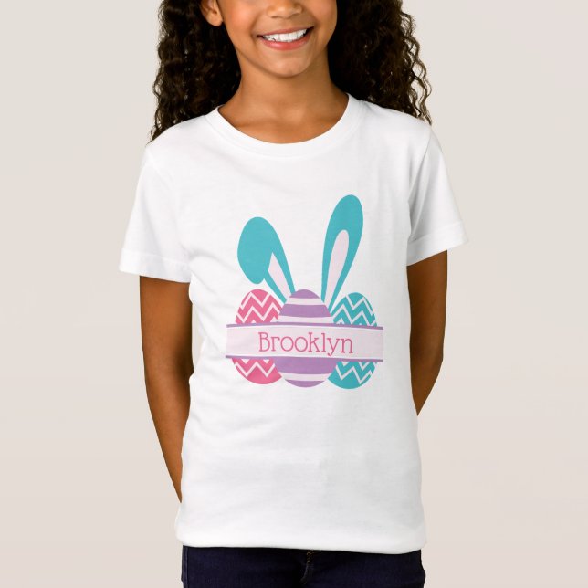 Personalised Girls Easter Rabbit Easter Shirt Name (Front)