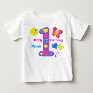 Personalised Girls First Birthday Shirt, Name Baby T-Shirt