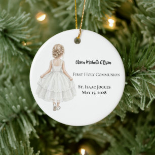 Personalised Girls First Holy Communion  Ceramic Tree Decoration