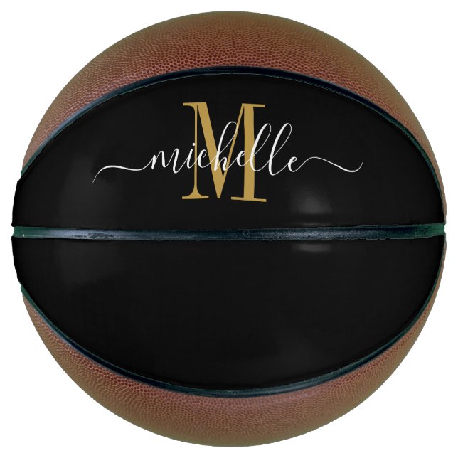 Personalised Girl's Gold Monogrammed Script  Basketball (Front)