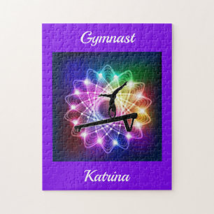 Personalised Girls Gymnast Balance Beam Jigsaw Puzzle