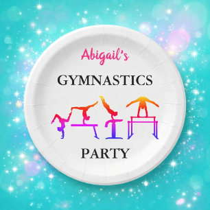 Personalised Girls Gymnastics Birthday Party Paper Plate