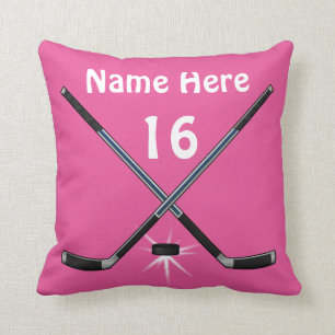 Personalised Girls Hockey Pillows her NAME, NUMBER