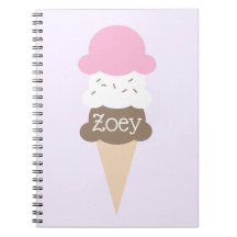 Personalised Girl's Ice Cream Cone Notebook
