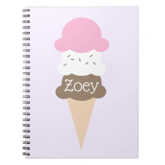Personalised Girl's Ice Cream Cone Notebook