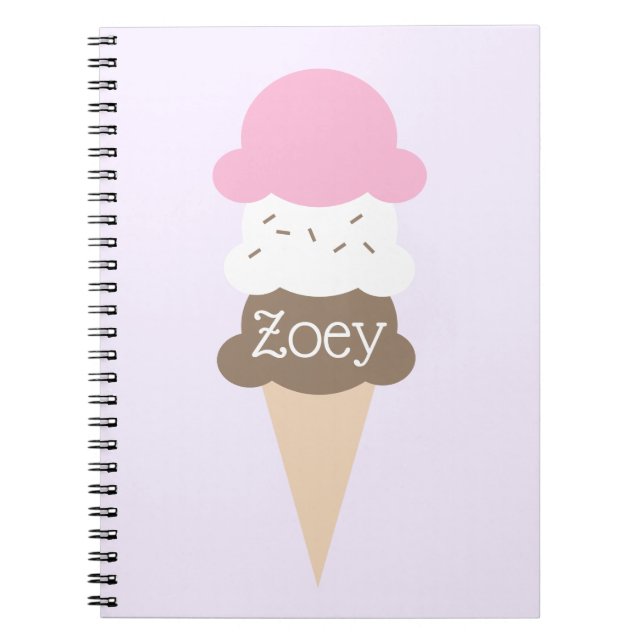 Personalised Girl's Ice Cream Cone Notebook (Front)