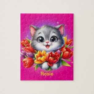 Personalised girl's kitten jigsaw puzzle