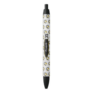 personalised girls name black gold volleyballs ink pen