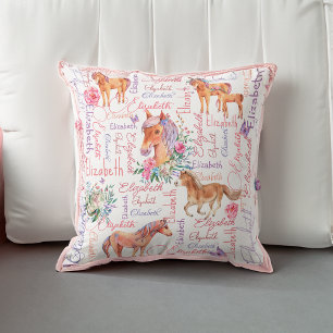 Personalised girls name collage with ponies cushion