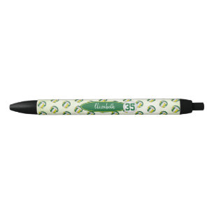 personalised girls name green gold volleyballs black ink pen