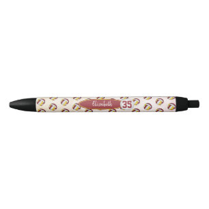 personalised girls name maroon gold volleyballs black ink pen