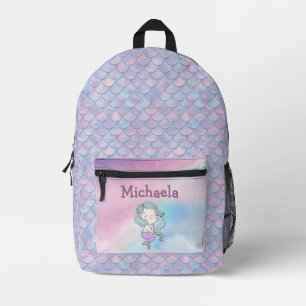 Personalised Girl's Name Mermaid Scales Printed Backpack