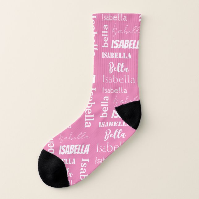 Personalised Girl's Name Pink Girly Socks (Left Outside)