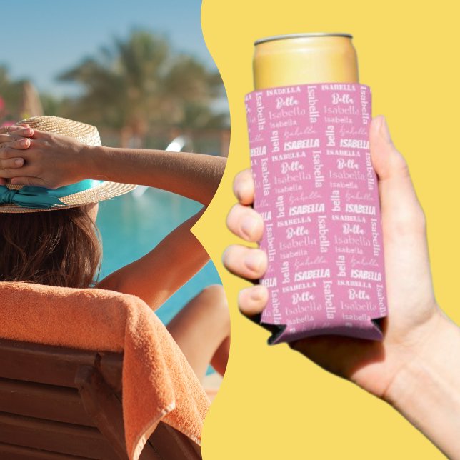 Personalised Girl's Name Pink  Seltzer Can Cooler (Creator Uploaded)
