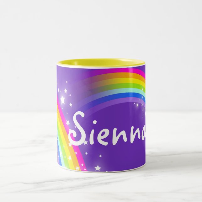 Personalised girls name rainbow purple mug (Center)