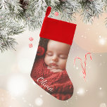 Personalised Girl's Photo and Name Christmas Christmas Stocking<br><div class="desc">Cute personalised stocking with baby girl's picture and name.  Upload your chlid's photo and add their name in the personalise area.</div>