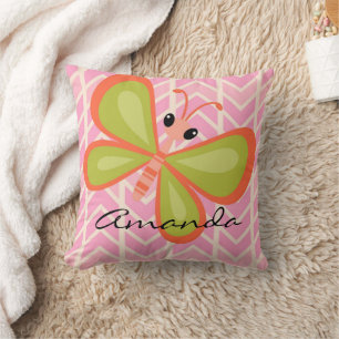 Personalised Girl's Pink Butterfly Pillow