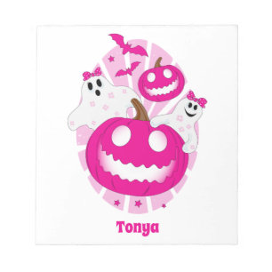 Personalised Girls Pink Halloween Notepad