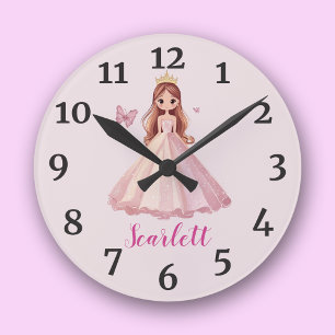 Personalised Girls Princess Kids Room Clock