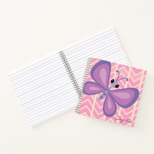 Personalised Girl's Purple Butterfly  Notebook