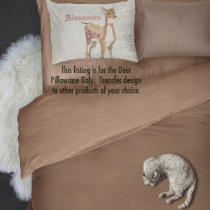 Personalised Girl's Room Deer Wood Texture Pillowcase