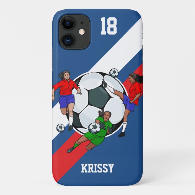 Personalised Girls Soccer Designer Case-Mate iPhone Case (Back)