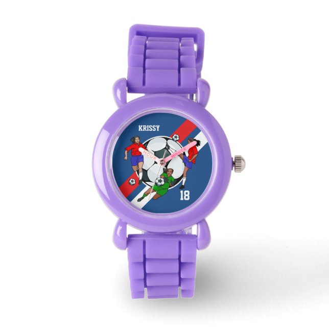 Personalised Girls Soccer Designer Watch (Front)