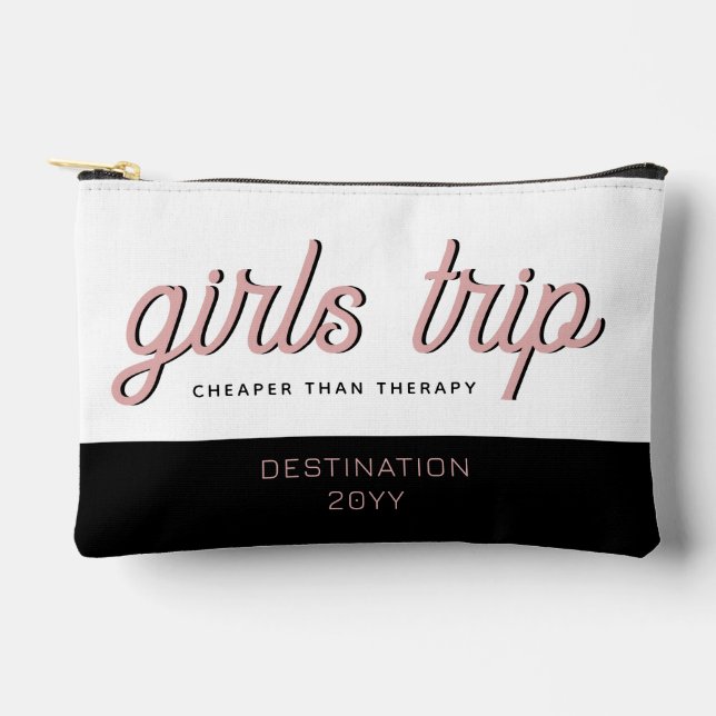 Personalised Girls Trip Cheaper Than Therapy Accessory Pouch (Front)