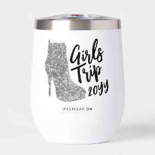 Personalised Girls Trip Disco Mirror Silver Boots