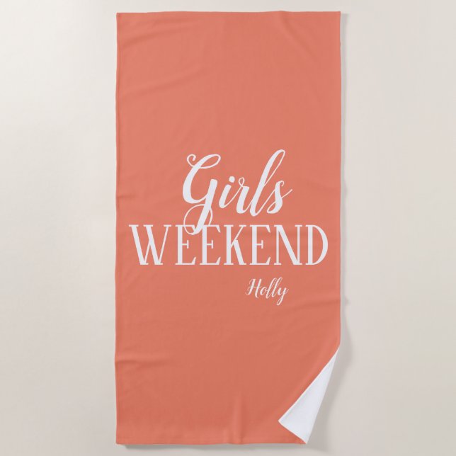 Personalised Girls Weekend Beach Towel (Front)